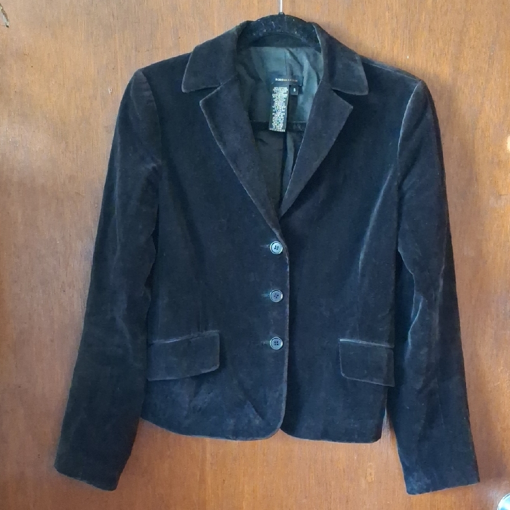 BCBG Elegant Black Velvet Tailored Blazer Sz S Good Condition Designer Jacket